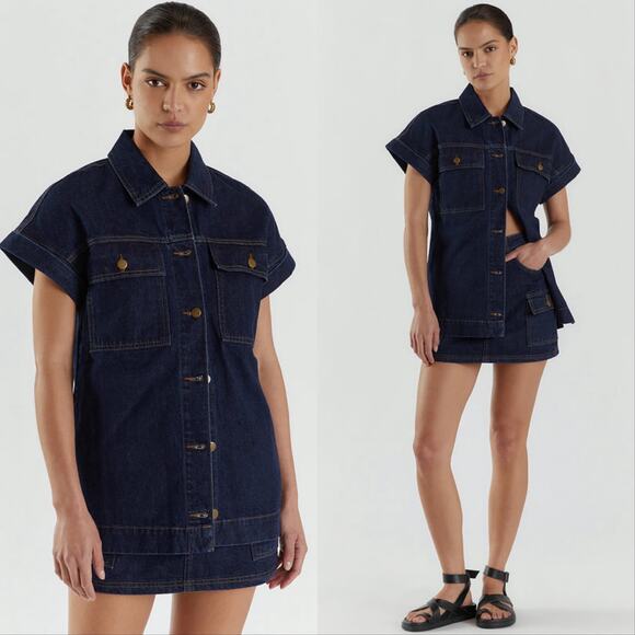 DISSH Flex Indigo Short Sleeve Shirt - Picture 1 of 5